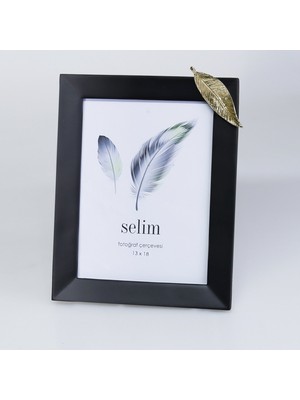 Selim 13X18 Yapraklı Çerçeve Siyah Altın