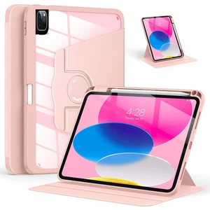 MTK Moveteck Apple Ipad Pro 11 3 ve 4. Nesil Kılıf Katlanabilir Kalemlikli Ayarlanır Stand Uyku Modlu 360 Derece Dönen Şeffaf Arka