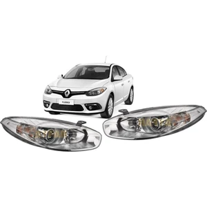 Renault Fluence Sağ + Sol Ön Far Lambası Takımı 2013--2016 Mercekli