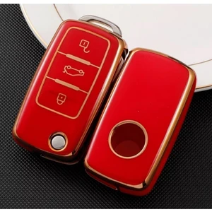 EC Shop Şenyıldız Aksesuar Vw Tiguan Jetta Golf 5 Golf 6 Scirocco Polo Caddy Lüks Anahtar Koruma Kılıfı