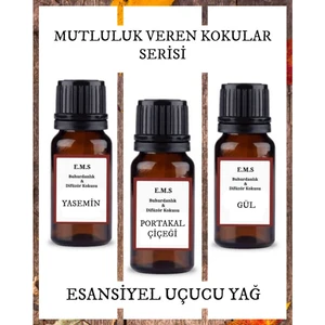 Yasemin, Portakal, Gül Esansiyel Uçucu Buhurdanlık Yağı Difüzör Esansı 3 x 10 ml