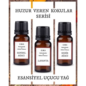 Sandal Ağacı, Lavanta, Sedir Ağacı Esansiyel Uçucu Buhurdanlık Yağı Difüzör Esansı 3 x 10 ml