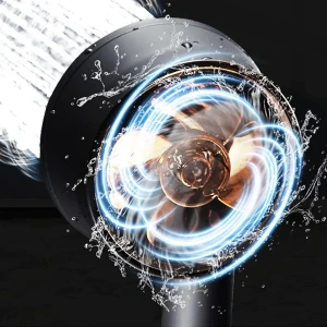Kaşbaşı Home Turbo Fan Pervaneli  5 Fonksiyonlu  Siyah Duş Başlığı El Duşu