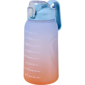 Mega Büyük Boy 2000 ml 2 Litre Pipetli/pipetsiz Kullanım Çift Renk Motivasyon Matarası