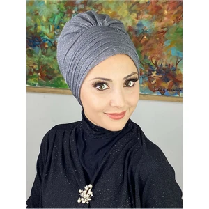 Butik Ambar Topkapı Gri Simli Çapraz Drapeli Dış Bone