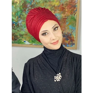 Butik Ambar Topkapı Kırmızı Simli Çapraz Drapeli Dış Bone