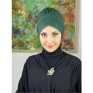 Butik Ambar Topkapı Simli Koyu Zümrüt Çapraz Drapeli Dış Bone