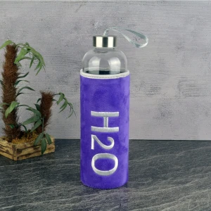 H20 Peluş Kılıflı Cam Matara 1000 ml