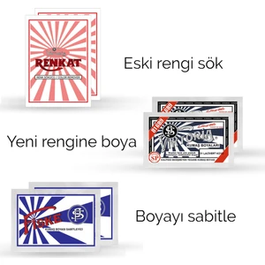 Kumaş Rengi Değişim Paketi 2 Adet Renk Sökücü + 2 Adet Koyu Lacivert Boya + 2 Adet Fiske