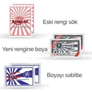 Kumaş Rengi Değişim Paketi 2 Adet Renk Sökücü + 2 Adet Kurşuni Koyu Boya + 2 Adet Fiske