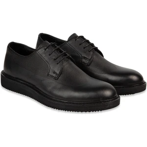 Mat Siyah Düz Taban Bağcıklı Casual Erkek Ayakkabı