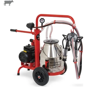 Ecomini Tekli İnek Süt Sağma Makinesi (Paslanmaz Güğüm - Kauçuk Memelik) (Yağlı Pompa)