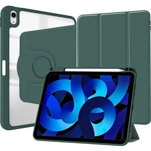 M.TK Moveteck iPad Air 5 2022 10.9 Kalem Tutuculu Kılıf 360 Dönen Standlı Uyku Modlu Folio 360 Derece Dönen Şeffaf Arka Kapak