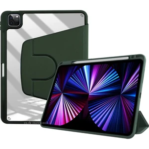 M.TK Moveteck Apple Ipad Pro 12.9 3.4.5.6. Nesil Kılıf Katlanabilir Kalemlikli Ayarlanır Stand Uyku Modlu 360 Derece Dönen Şeffaf