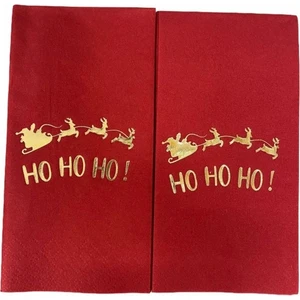 Gold Yaldızlı Kırmızı Yılbaşı Ho Ho Ho Yazılı Peçete