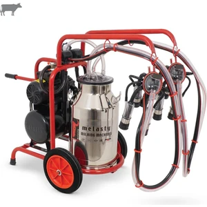 İkili İnek Süt Sağma Makinesi (Paslanmaz Güğüm-Kauçuk Memelik) (Yağlı Pompa)