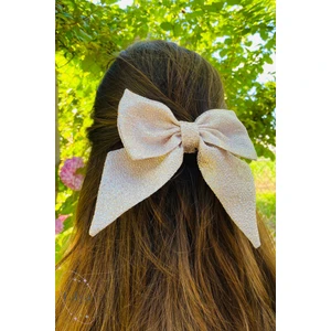 Kadın Abiye Pembe Grili Jakarlı Parlak Klips Otomatik Toka SATEN555