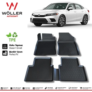 Yeni Honda Civic Paspas Fe1 2022 Sonrası 3D Havuzlu Paspas