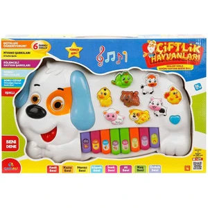Can Ali Toys Türkçe Hayvan Sesli Köpek Görünümlü Piyano Beyaz