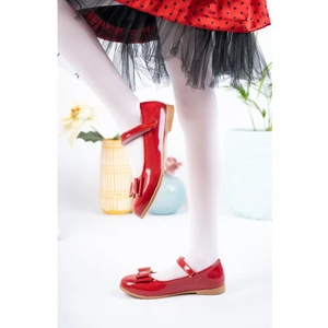 Fiyonklu Kırmızı Kız Çocuk Babet