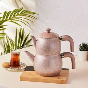 Biogranit Steel Plus Midi Çaydanlık Takımı Bakalit Kulp Rose