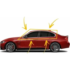 Bmw f30 cam çerçevesi kenar çıtası krom tamtur 8 parça