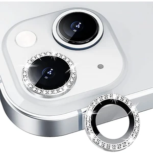 IPHONE 14/14 Plus Taşlı Silver Kamera Koruyucu