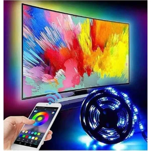 Tv Arkası Atmosfer Ledi Rgb  Sese Duyarlı Bluetooth USB LED Şerit Aydınlatma 16 Renk 5 Metre