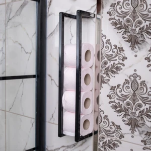 Miray Evim Tuvalet Kağıtlık Raf Model Metal Siyah