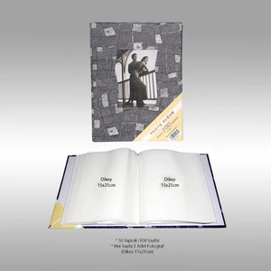 NRCN 15x21 cm 100'lük Ofset Baskılı ve Desenli Fotoğraf Albümü Gri