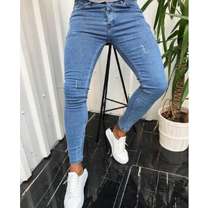 Moda Fine Erkek Mavi Tırnaklı Denım Slimfit Likralı Jean Kot pantolon