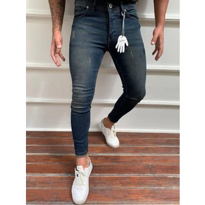 Moda Fine Erkek Kahve Taşlamalı Tırnaklı Denım Slimfit Likralı Jean Kot pantolon