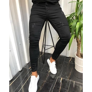 Moda Fine Erkek Siyah Tırnaklı Denım Slimfit Likralı Jean Kot pantolon