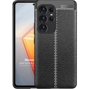 Samsung Galaxy S23 Ultra Kılıf Deri Dokulu Silikon Siyah
