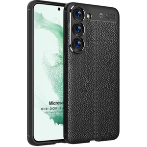 Samsung Galaxy S23 Plus Kılıf Deri Dokulu Silikon Siyah