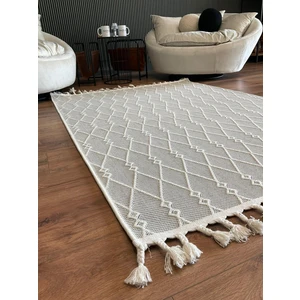 Saraz Halı Stıl Kilim 1603 Beyaz Dokuma Kilim Nakış Yıkanabilir