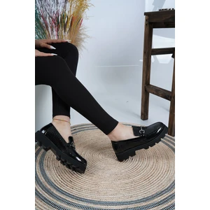 Deri Siyah Petek Rugan Kadın Makosen Ayakkabı 222134101