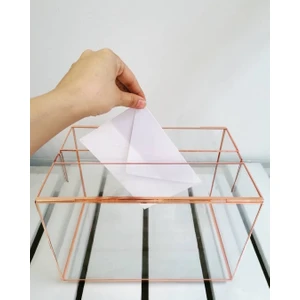 Resital Online 30 x 20 x 17 cm Cam Kutu Altın Takı Kutusu