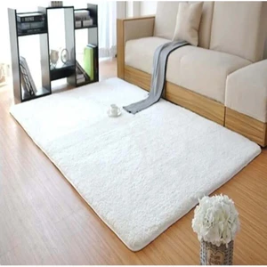 Balat Halı Raschel Carpet Kesme Yolluk Kaymaz Taban Yumuşak Peluş Halı Beyaz