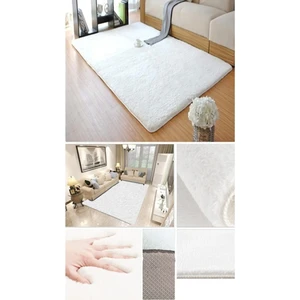 Balat Halı Raschel Carpet Kesme Yolluk Kaymaz Taban Yumuşak Peluş Halı Beyaz