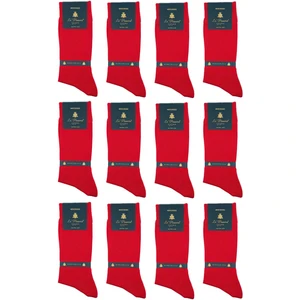 La Pescara La'pescara Ultra Lüks 12'li Kırmızı Merserize Erkek Klasik Çorap Set