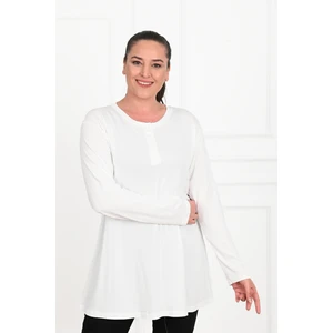 Kadın Düğme Detaylı Büyük Beden Bluz 1376-23