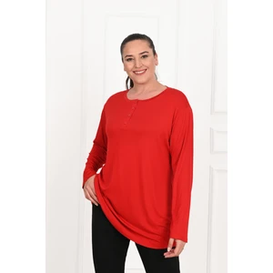 Kadın Düğme Detaylı Büyük Beden Bluz 1376-23