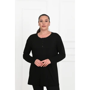 Kadın Düğme Detaylı Büyük Beden Bluz 1376-23