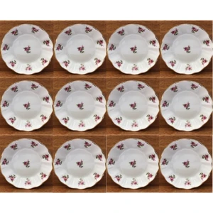 Porselen Çay Tabak Pembe Çiçekli 12'li Porland Büyük