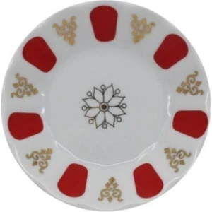 Porselen Kırmızı Beyaz Kahveci Model 6 Lı Çay Tabağı Kahveci Model 6 Lı Çay