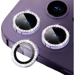 IPHONE 14 Pro/14 Pro Max Taşlı Mor Kamera Koruyucu
