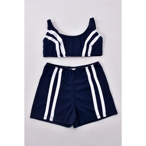 Kız Çocuk 330 Garson Şortlu Mayo Takım Lacivert