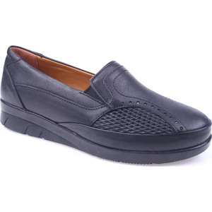 2505 Siyah Kadın  Deri Ortopedik Ayakkabı