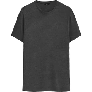 Basic Tişört Bisiklet Yaka Regular Fit Tshirt Erkek Pamuklu Düz  Melanj-Nakişli Q Logo